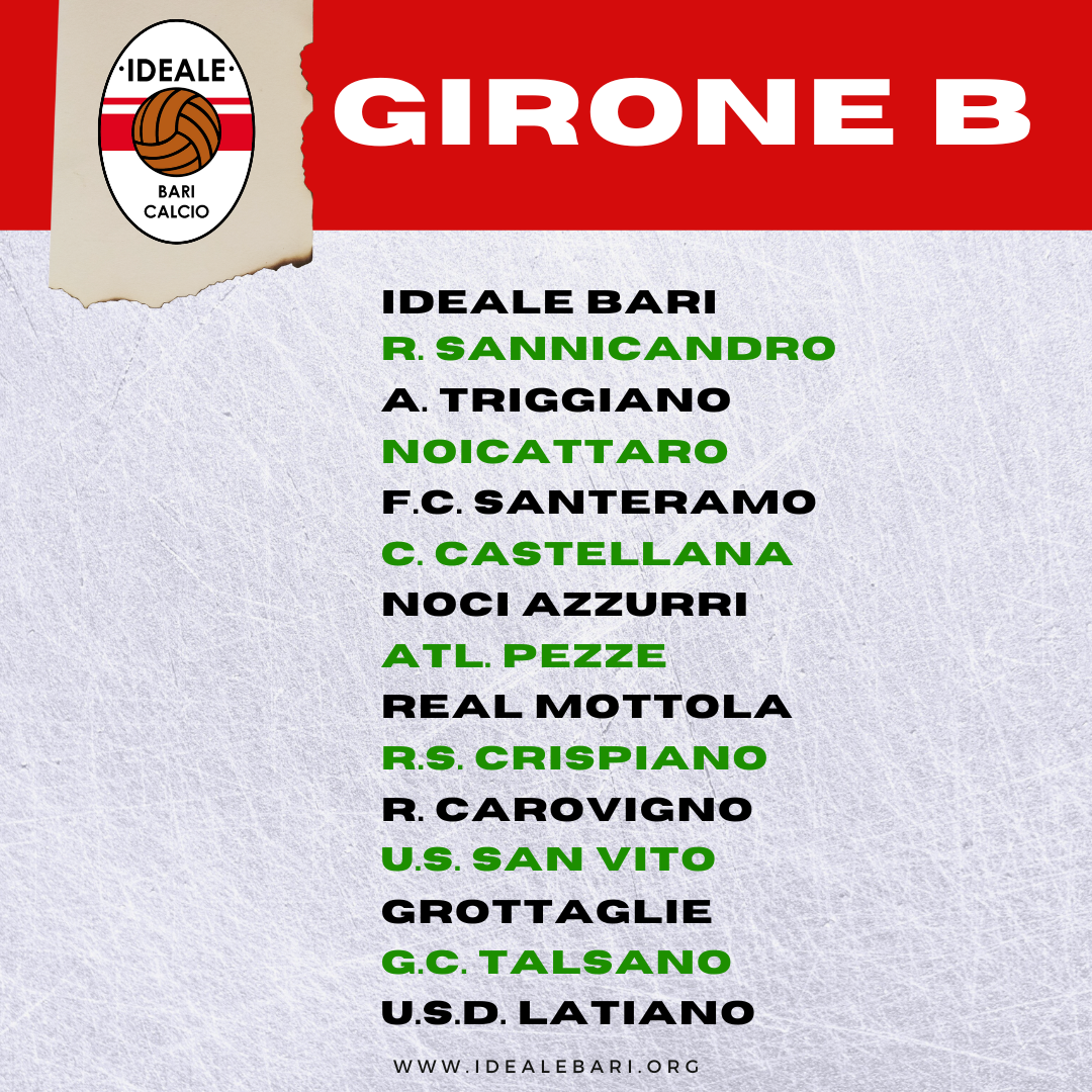 ANCHE PER QUEST'ANNO E' GIRONE B PER L'IDEALE BARI