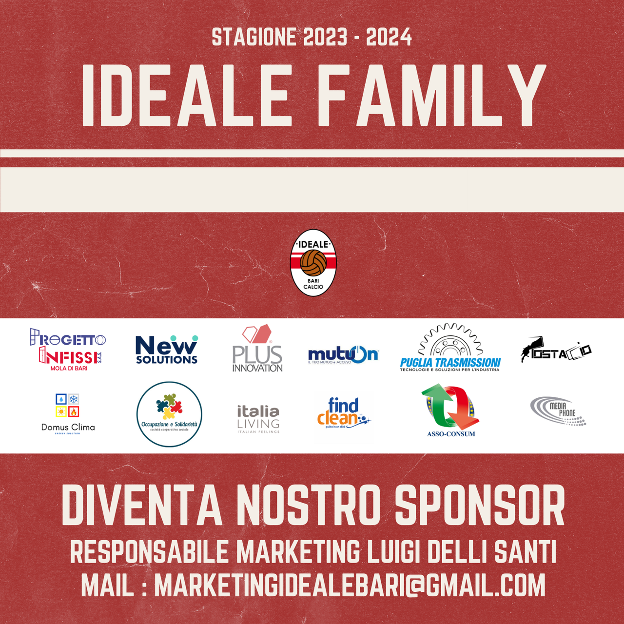 PRIMA LA CITTA', DIVENTA SPONSOR DELL' IDEALE BARI