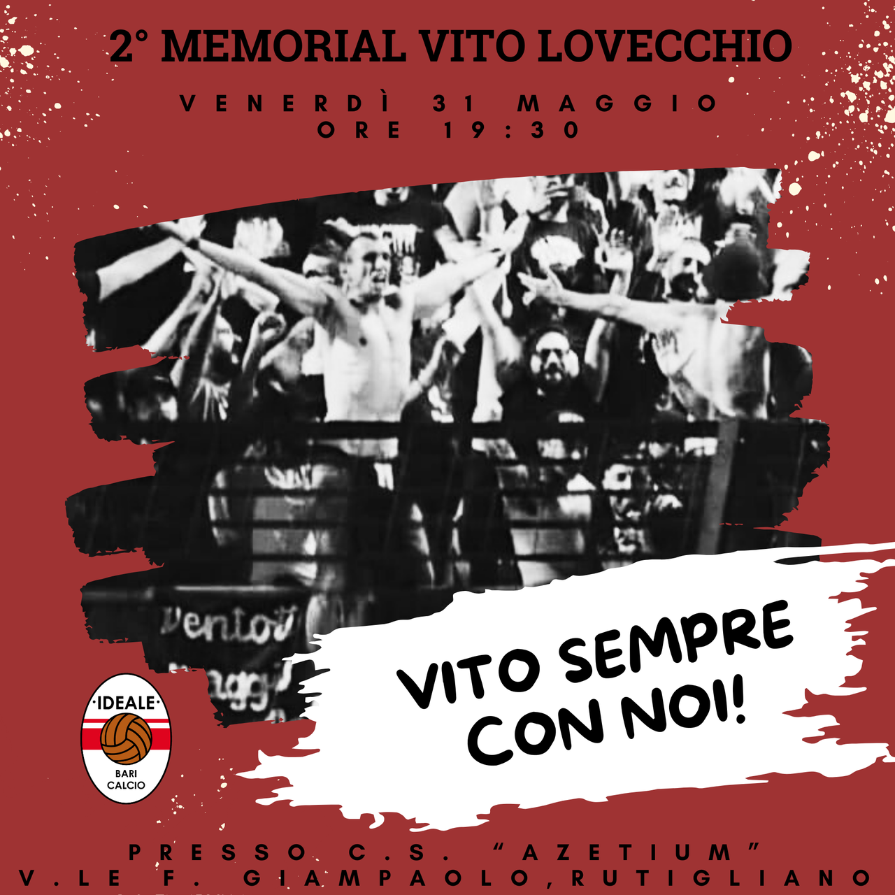 VENERDI' 31 MAGGIO SECONDO MEMORIAL VITO LOVECCHIO, A RUTIGLIANO