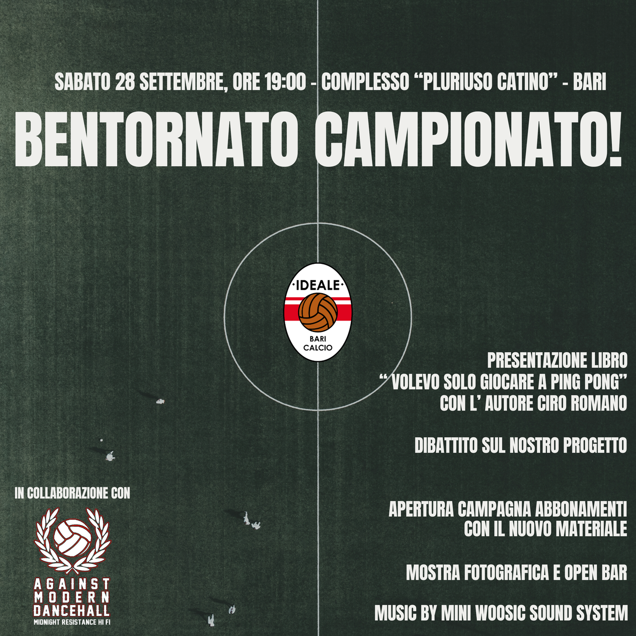 28 SETTEMBRE, PRESENTAZIONE DELLA NUOVA STAGIONE DELL' IDEALE BARI