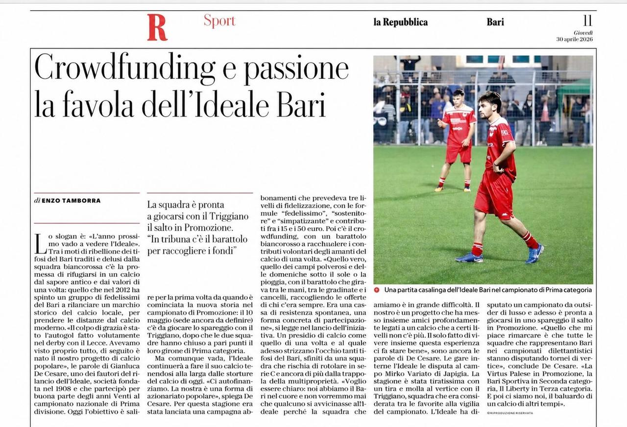 LA REPUBBLICA PARLA DEL NOSTRO PROGETTO E DELLO SPAREGGIO