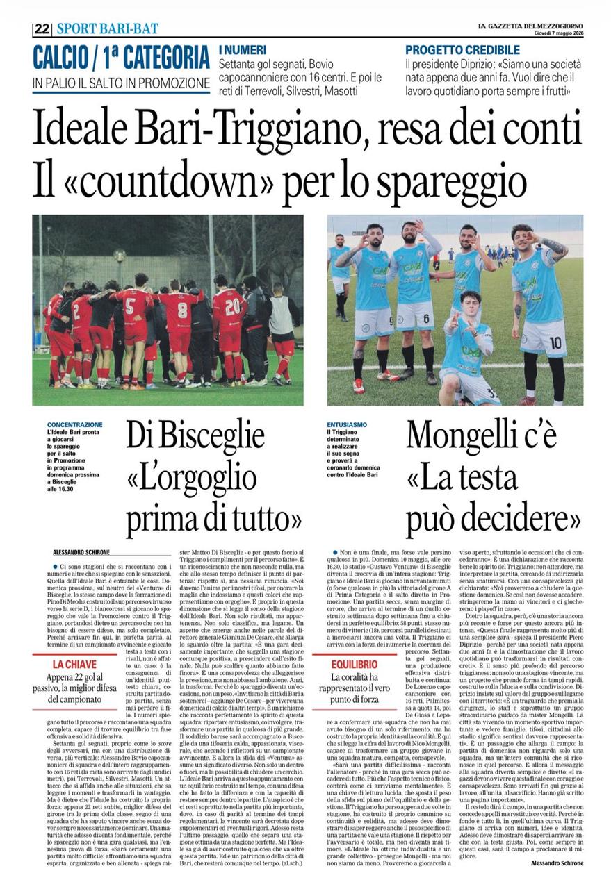 SULLA GAZZETTA DEL MEZZOGIORNO, LA VIGILIA DELLO SPAREGGIO