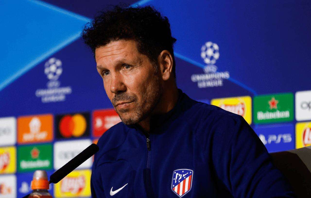 Atletico Madrid coach Diego Simeone in a Champions League press conference
